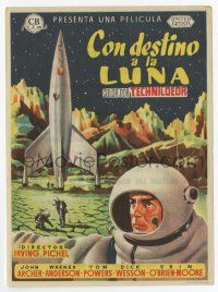 2m007 DESTINATION MOON Spanish herald '53 Robert A. Heinlein, different art of rocket & astronauts!
