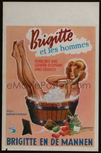 2p769 ICH HEIRATE HERRN DIREKTOR Belgian '60 Heidelinde Weis, art of sexy woman bathing in tub!