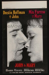 2p772 JOHN & MARY Belgian '69 super close image of Dustin Hoffman about to kiss Mia Farrow!