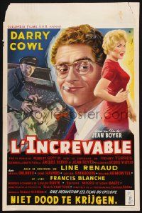 2p778 L'INCREVABLE Belgian '59 Jean Boyer, cool artwork of Darry Cowl and top cast!