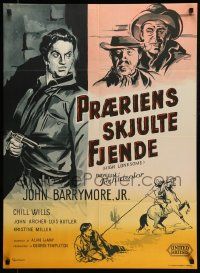 2p178 HIGH LONESOME Danish '54 cool full-length art of John Barrymore Jr. with gun!