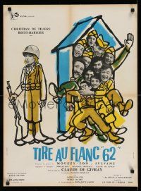 2p122 ARMY GAME French 22x30 '60 Givray & Truffaut, wacky art of top cast by Cabu!