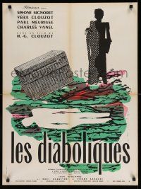 2p129 DIABOLIQUE French 24x32 R60 Simone Signoret & Clouzot in Henri-Georges' Les Diaboliques!
