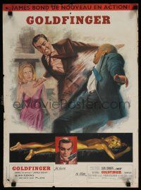 2p115 GOLDFINGER French 17x23 '64 great different art of Sean Connery as James Bond by Jean Mascii