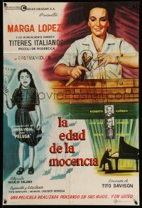 2p004 LA EDAD DE LA INOCENCIA Mexican poster '62 Tito Davidson's family melodrama, Marga Lopez!