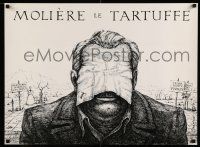 2p312 MOLIERE LE TARTUFFE stage play Polish 23x31 '80s art of man with handkerchief on face!