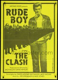 2p006 RUDE BOY Swiss '80 The Clash, cool different image of Mick Jones & police, green design!