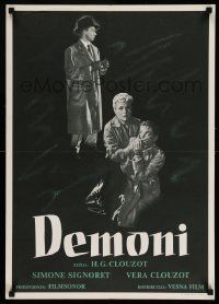 2p520 DIABOLIQUE Yugoslavian 20x28 '55 Simone Signoret & Clouzot in Clouzot's Les Diaboliques!