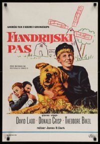 2p522 DOG OF FLANDERS Yugoslavian 19x28 '59 close up of David Ladd with his huge beloved dog!