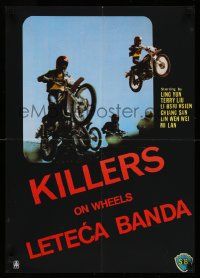 2p539 KILLERS ON WHEELS Yugoslavian 19x27 '75 kung fu bikers, wacky moto cross image!