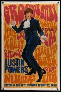 2r067 AUSTIN POWERS: INT'L MAN OF MYSTERY teaser 1sh '97 Mike Myers is frozen in the 60s!