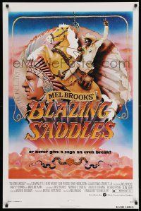 2r103 BLAZING SADDLES 1sh '74 classic Mel Brooks western, art of Cleavon Little by Alvin!