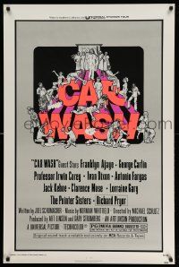 2r125 CAR WASH 1sh '76 written by Joel Schumacher, cool Drew Struzan art of cast around title!