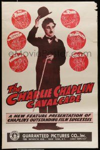 2r138 CHARLIE CHAPLIN CAVALCADE 1sh R40s The Fireman, Behind the Screen, cool art of Chaplin!