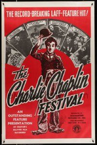 2r139 CHARLIE CHAPLIN FESTIVAL 1sh R1960s a record-breaking laff-feature hit, great images!