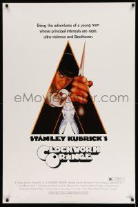 2r001 CLOCKWORK ORANGE 1sh '72 Stanley Kubrick classic, Castle art of Malcolm McDowell, R-rated!