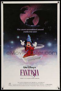 2r242 FANTASIA 1sh R85 Mickey from Sorcerer's Apprentice & Chernabog from Night on Bald Mountain!