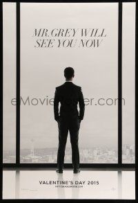 2r254 FIFTY SHADES OF GREY teaser DS 1sh '15 Jamie Dornan in the title role in front of window!
