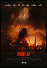 2r291 GODZILLA advance DS 1sh '14 Bryan Cranston, cool image of monster & burning city!