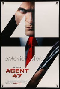 2r348 HITMAN: AGENT 47 advance DS 1sh '15 cool image of assassin Rupert Friend w/red tie & gun!