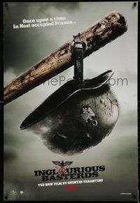2r403 INGLOURIOUS BASTERDS teaser DS 1sh '09 Quentin Tarantino, Nazi helmet on baseball bat!