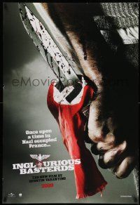 2r402 INGLOURIOUS BASTERDS teaser DS 1sh '09 Quentin Tarantino, bloody knife through Nazi flag!