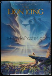 2r469 LION KING DS 1sh '94 Disney Africa jungle cartoon, Simba on Pride Rock with Mufasa in sky!