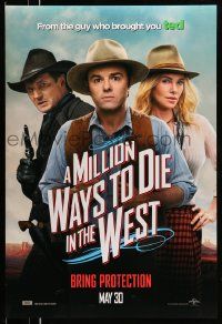 2r536 MILLION WAYS TO DIE IN THE WEST teaser DS 1sh '14 close-up of MacFarlane, Theron, Neeson!