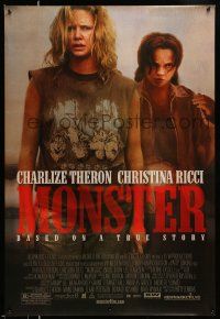 2r544 MONSTER DS 1sh '04 Christina Ricci, Charlize Theron as serial killer Aileen Wuornos!