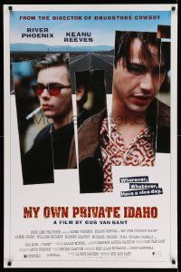 2r561 MY OWN PRIVATE IDAHO 1sh '91 close up of smoking River Phoenix & Keanu Reeves!