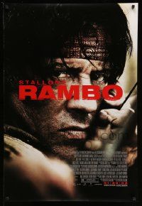 2r626 RAMBO advance DS 1sh '08 great super close up of tough Sylvester Stallone!