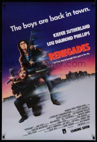 2r630 RENEGADES advance 1sh '89 Keifer Sutherland & Lou Diamond Phillips in action!