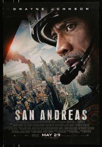 2r658 SAN ANDREAS advance DS 1sh '15 close-up of Dwayne Johnson flying in helicopter!
