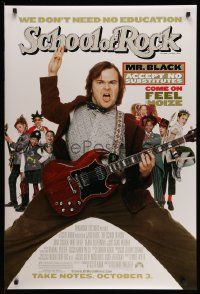 2r665 SCHOOL OF ROCK advance DS 1sh '03 great close image of teacher Jack Black playing guitar!