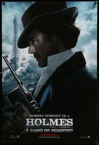 2r682 SHERLOCK HOLMES: A GAME OF SHADOWS teaser DS 1sh '11 Robert Downey Jr in title role w/Mauser!