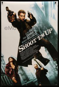 2r684 SHOOT 'EM UP DS 1sh '07 great image of Clive Owen, Paul Giamatti, sexy Monica Bellucci!