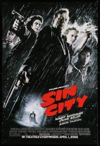 2r690 SIN CITY advance DS 1sh '05 graphic novel by Frank Miller, cool image of Bruce Willis & cast