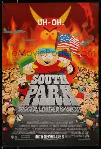2r704 SOUTH PARK: BIGGER, LONGER & UNCUT int'l advance DS 1sh '99 Parker & Stone animated musical!