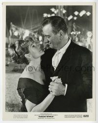 2s215 CIRCUS WORLD 8x10 still '65 romantic close up of John Wayne & beautiful Rita Hayworth!