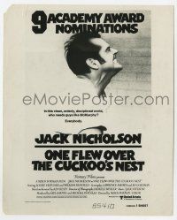 2s685 ONE FLEW OVER THE CUCKOO'S NEST 8.25x10 still '75 Jack Nicholson on the international 1sh!