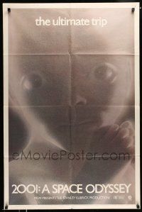 2t018 2001: A SPACE ODYSSEY 1sh R74 Stanley Kubrick, image of star child, thin border design!