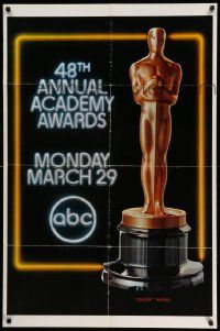 2t004 48TH ANNUAL ACADEMY AWARDS 1sh '76 huge image of Oscar statuette, ABC Television!