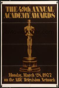 2t005 49TH ANNUAL ACADEMY AWARDS 1sh '77 ABC, great image of golden Oscar statuette!
