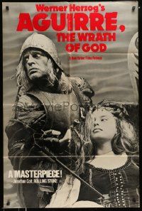2t033 AGUIRRE, THE WRATH OF GOD 1sh '77 Werner Herzog, Klaus Kinski, cool no border design!