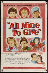2t041 ALL MINE TO GIVE 1sh '57 Glynis Johns, Cameron Mitchell, six kids on a wonderful adventure!