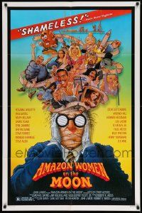 2t046 AMAZON WOMEN ON THE MOON 1sh '87 Joe Dante, cool wacky art of cast by William Stout!