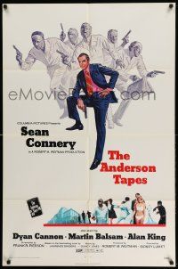 2t051 ANDERSON TAPES 1sh '71 art of Sean Connery & gang of masked robbers, Sidney Lumet