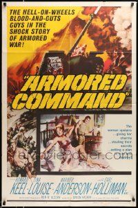 2t071 ARMORED COMMAND 1sh '61 Burt Reynolds' first movie, great art of tank on battlefield!