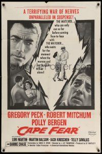 2t182 CAPE FEAR military 1sh '62 Gregory Peck, Robert Mitchum, Polly Bergen, classic noir, Terror!