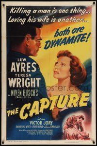 2t186 CAPTURE style A 1sh '50 Lew Ayres, Teresa Wright, early John Sturges film noir!